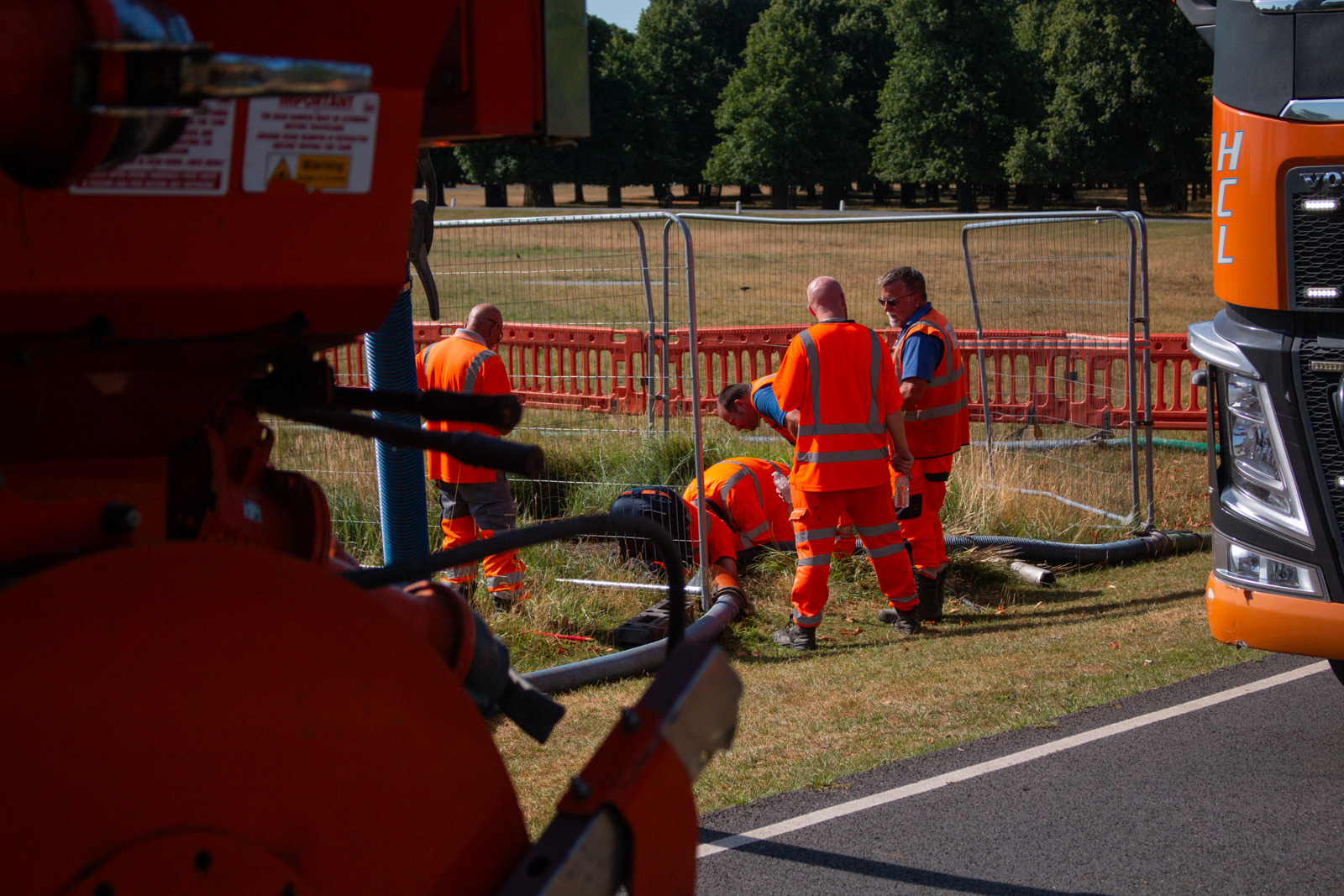 Specialist sweeper being hauled on flatbed truck