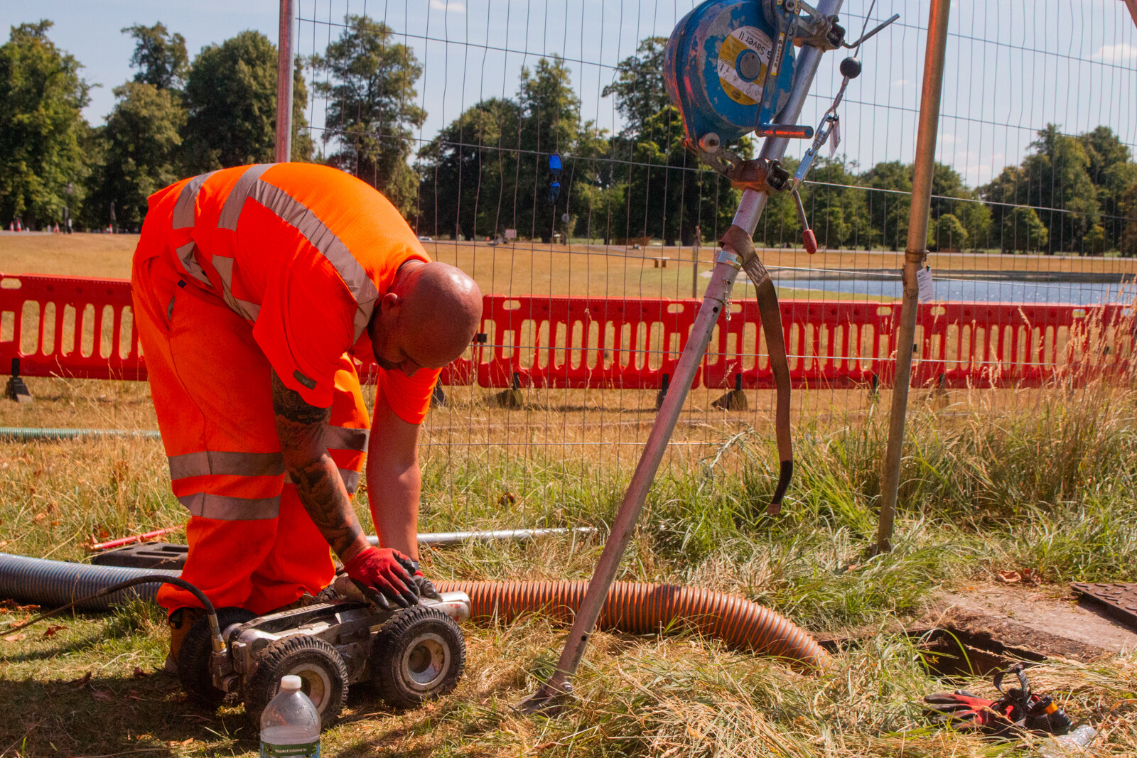 High-definition drain inspection camera in action