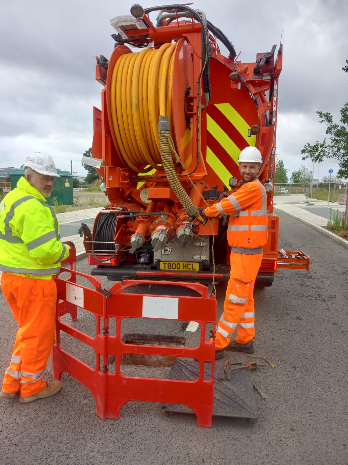 Crawler CCTV camera surveying large sewer pipe in UK